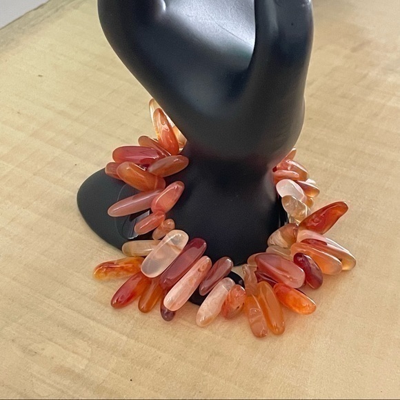 $49 SALE Handmade Carnelian Black Glass Layered Chunky Bracelet Contemporary - Picture 1 of 5